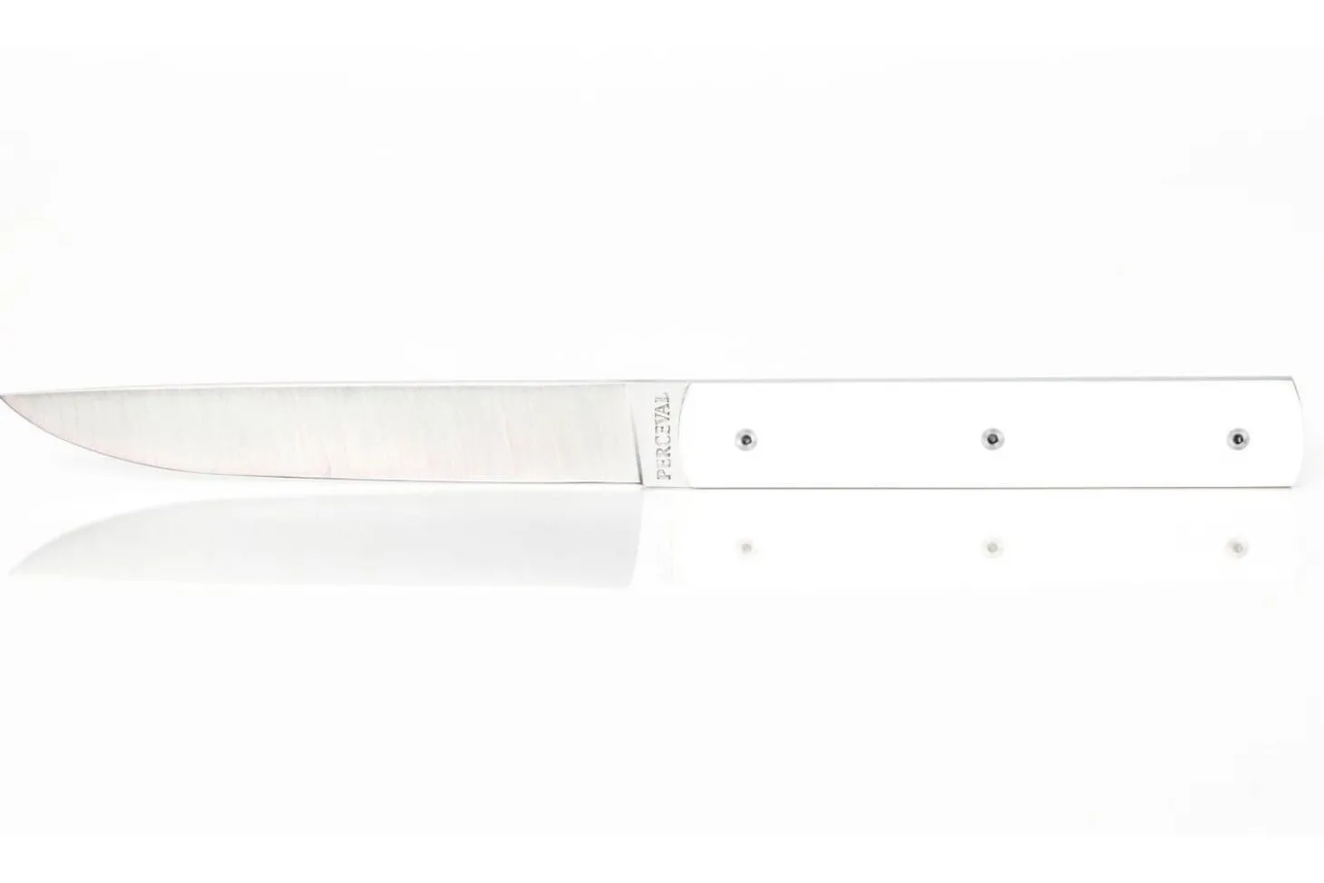 Coffret de 6 couteaux de table faits mains Perceval 888 blanc