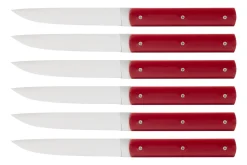 Coffret de 6 couteaux de table faits mains Perceval 888 rouge