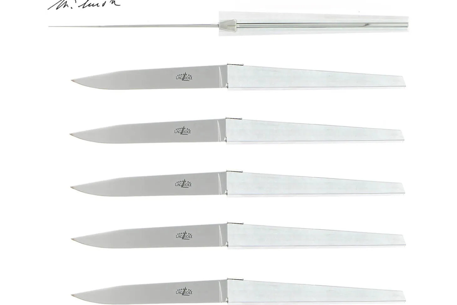 Coffret de 6 couteaux de table Forge de Laguiole J-M Wilmotte X Cyril Lignac manches en aluminium
