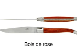 Coffret de 6 couteaux de table Forge de Laguiole 2 mitres en inox panache de bois