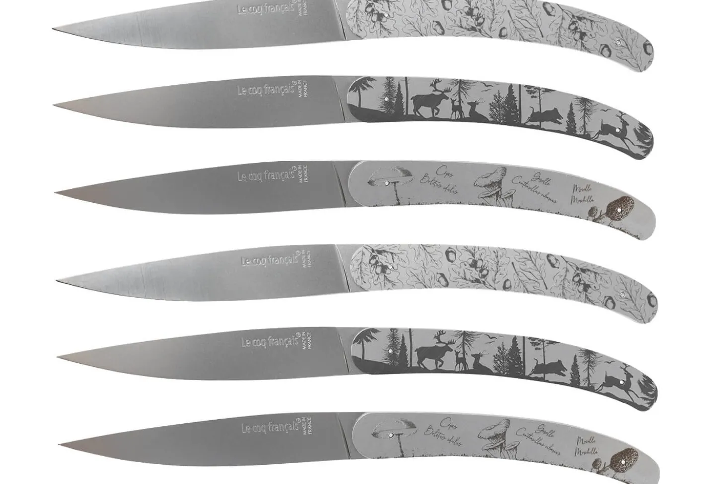Coffret de 6 couteaux de table Le Coq Français Forêt