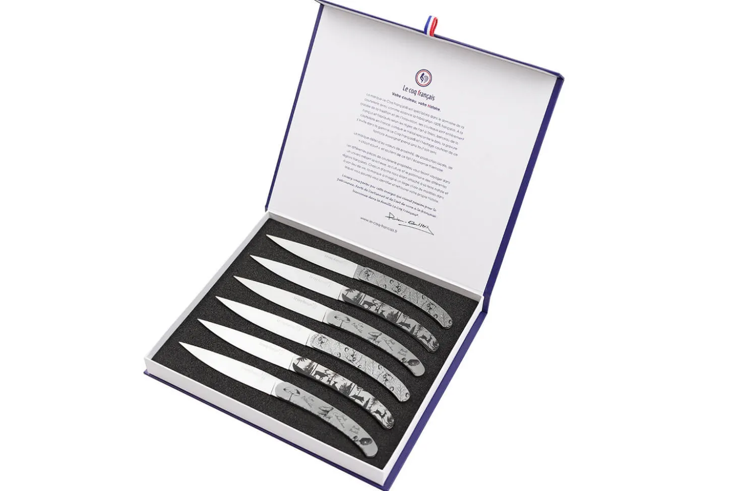 Coffret de 6 couteaux de table Le Coq Français Forêt