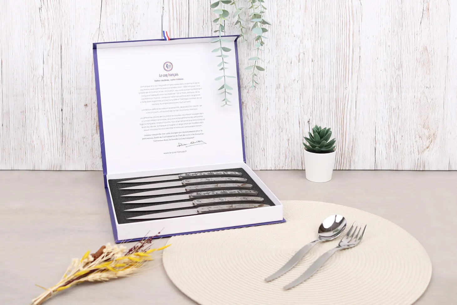 Coffret de 6 couteaux de table Le Coq Français Forêt