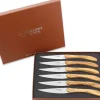 Coffret de 6 couteaux de table Laguiole en Aubrac l'Ecir manches en olivier