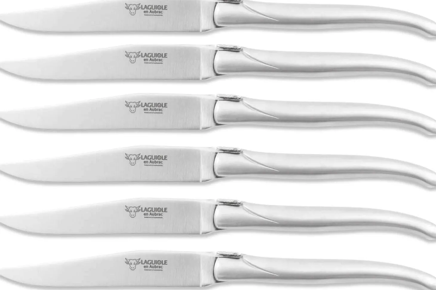 Coffret de 6 couteaux de table Laguiole en Aubrac tout inox manches mats