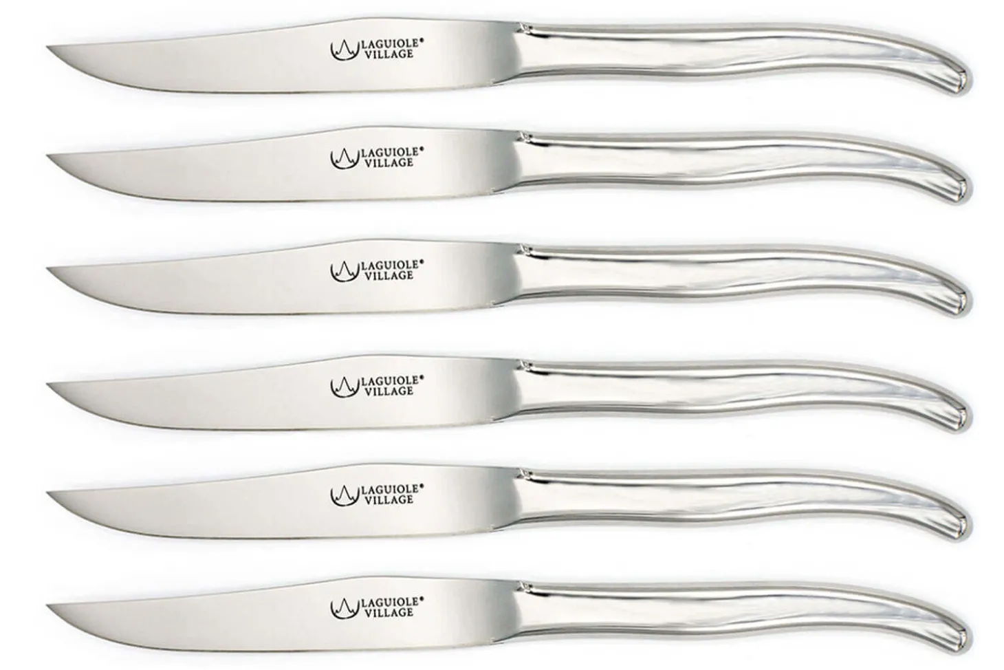 Coffret de 6 couteaux de table Laguiole Village Aéro en inox brillant