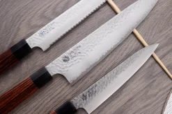Coffret de 3 couteaux japonais Kanetsugu Heptagon Uto universel, chef et pain