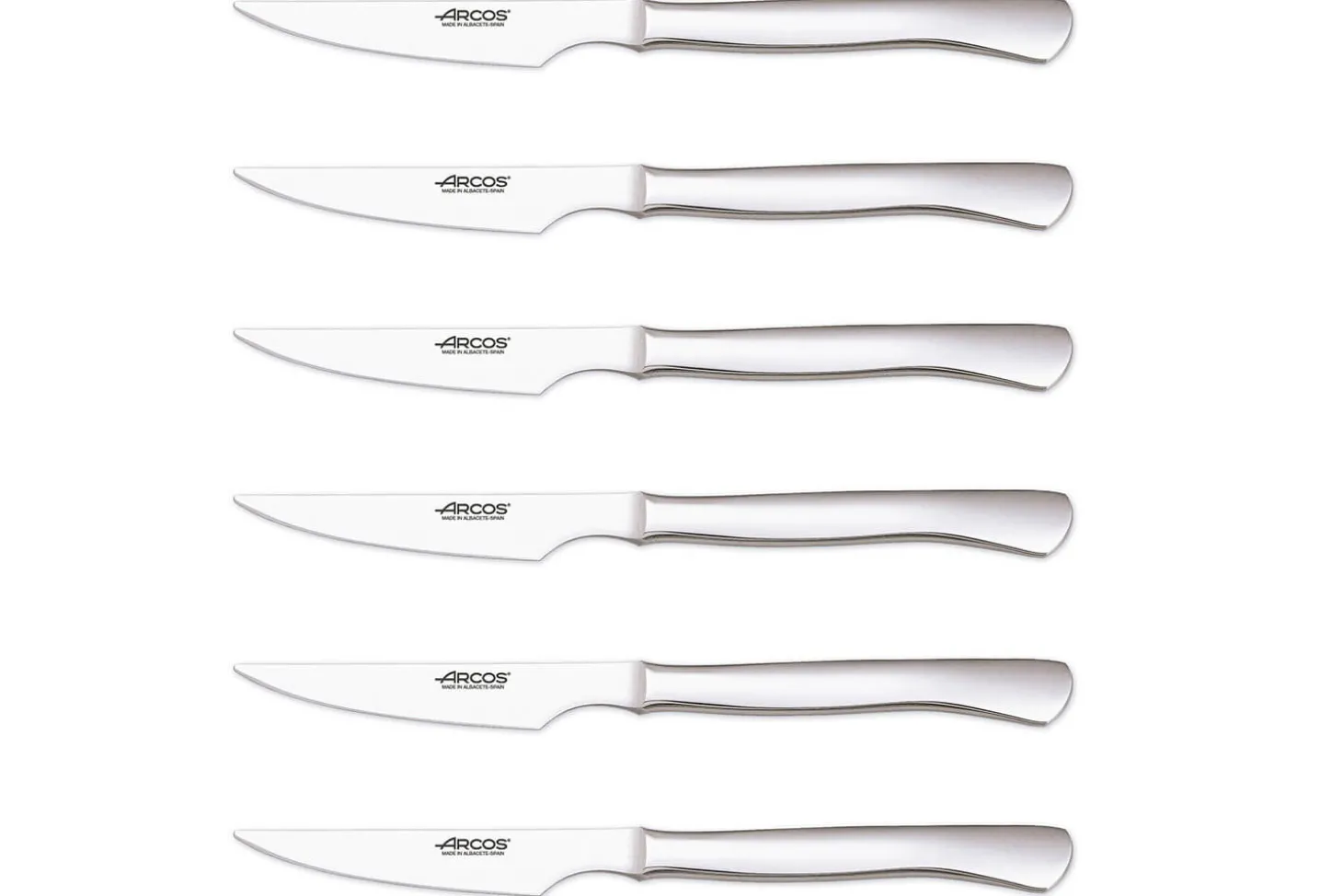 Coffret de 6 couteaux à steak Arcos acier inox monobloc lames lisses