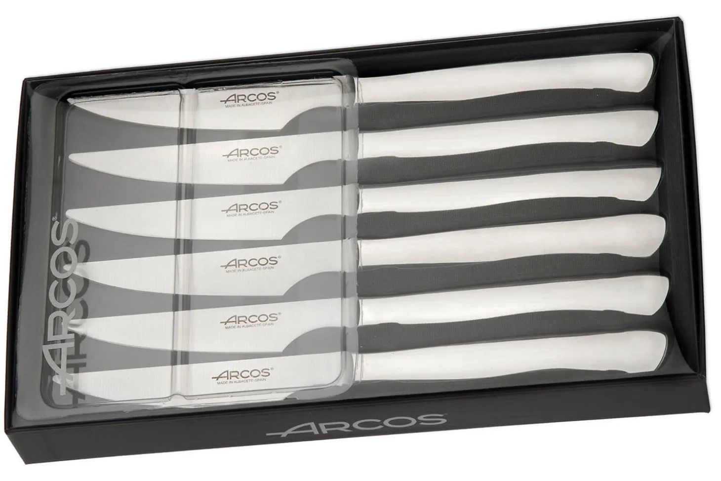 Coffret de 6 couteaux à steak Arcos acier inox monobloc lames lisses