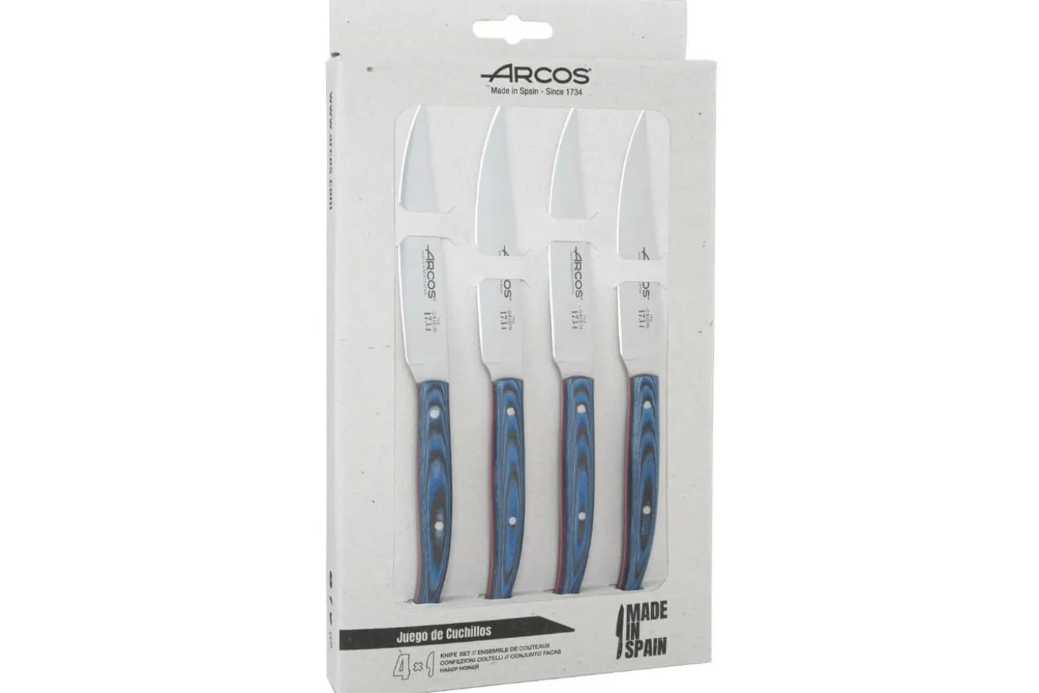 Coffret de 4 couteaux à steak Arcos The Origin manche micarta bleu