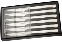 Coffret de 6 couteaux à steak monobloc Arcos lames acier inox microdentées