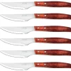 Coffret de 6 couteaux à steak/pizza Arcos lame dentelée 11cm manche en bois de peuplier rouge