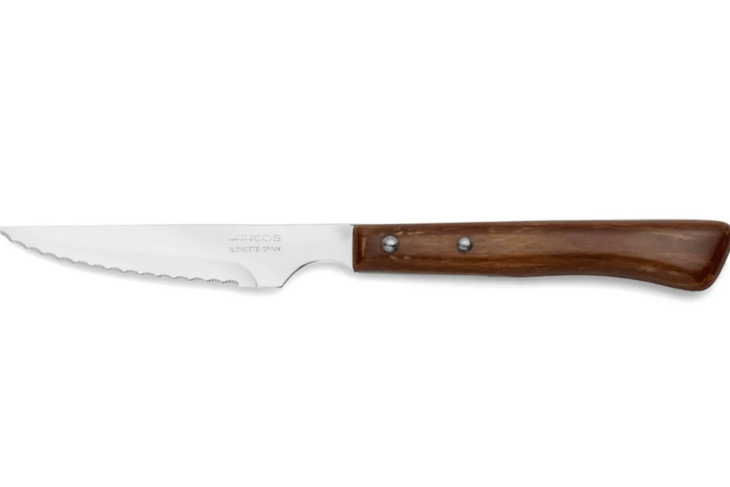 Coffret de 6 couteaux à steak/pizza Arcos lame dentelée 11cm manche en bois de hêtre compressé