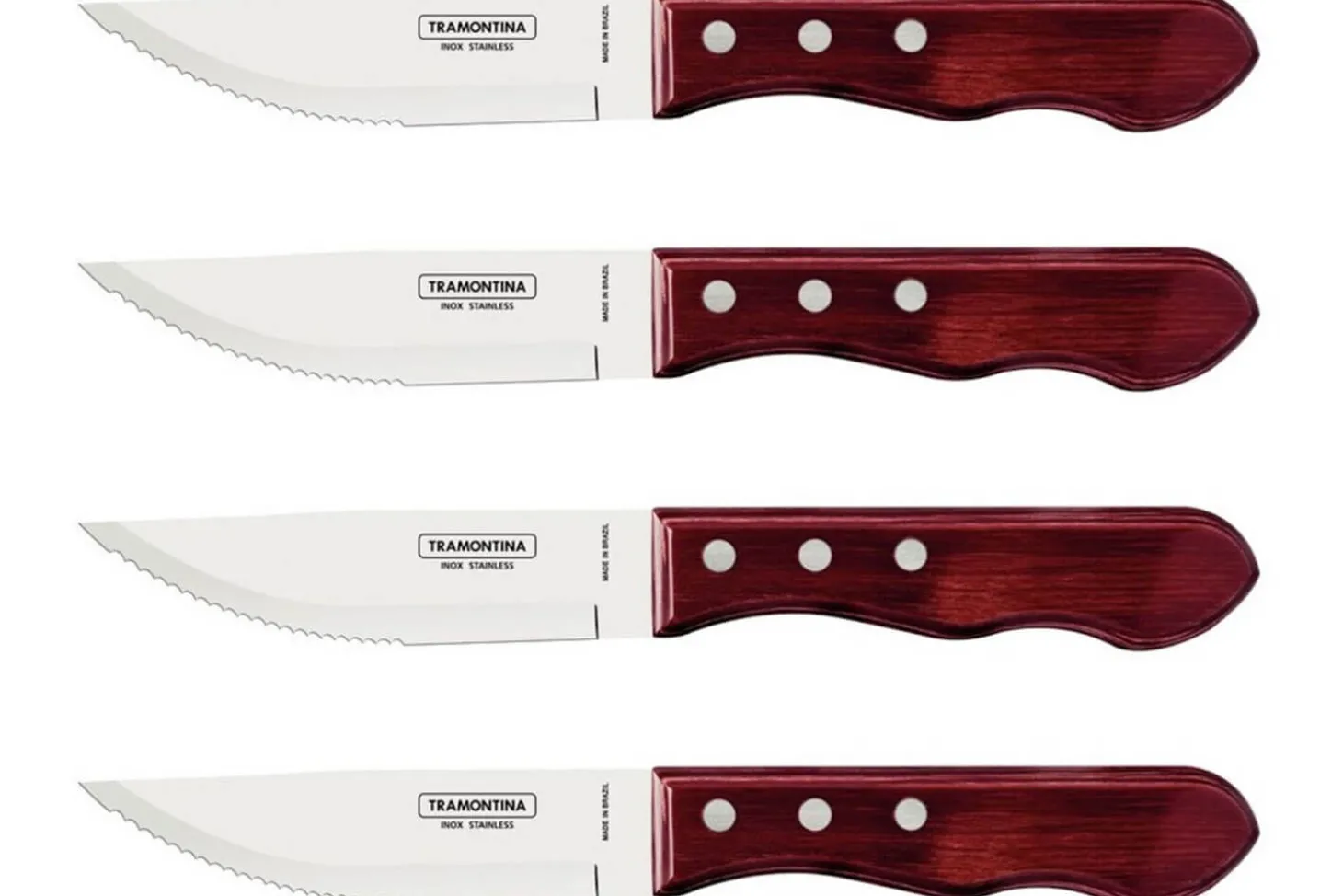 Coffret de 4 couteaux à steak Tramontina Jumbo coloris rouge