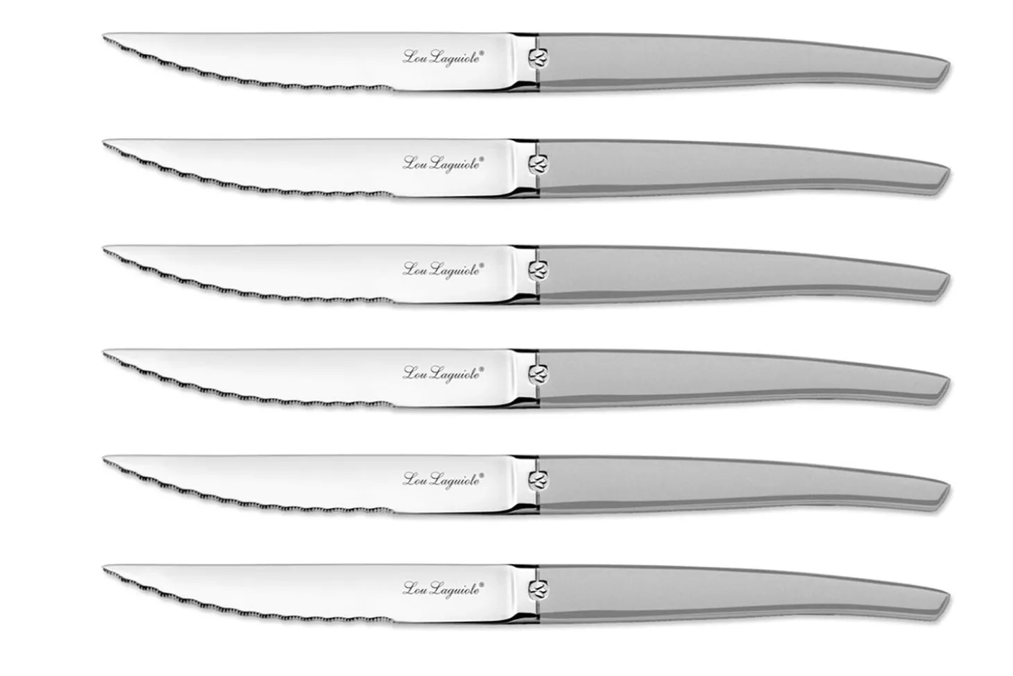 Coffret de 24 couverts de table Lou Laguiole Jet Sablé gris inox 18/0