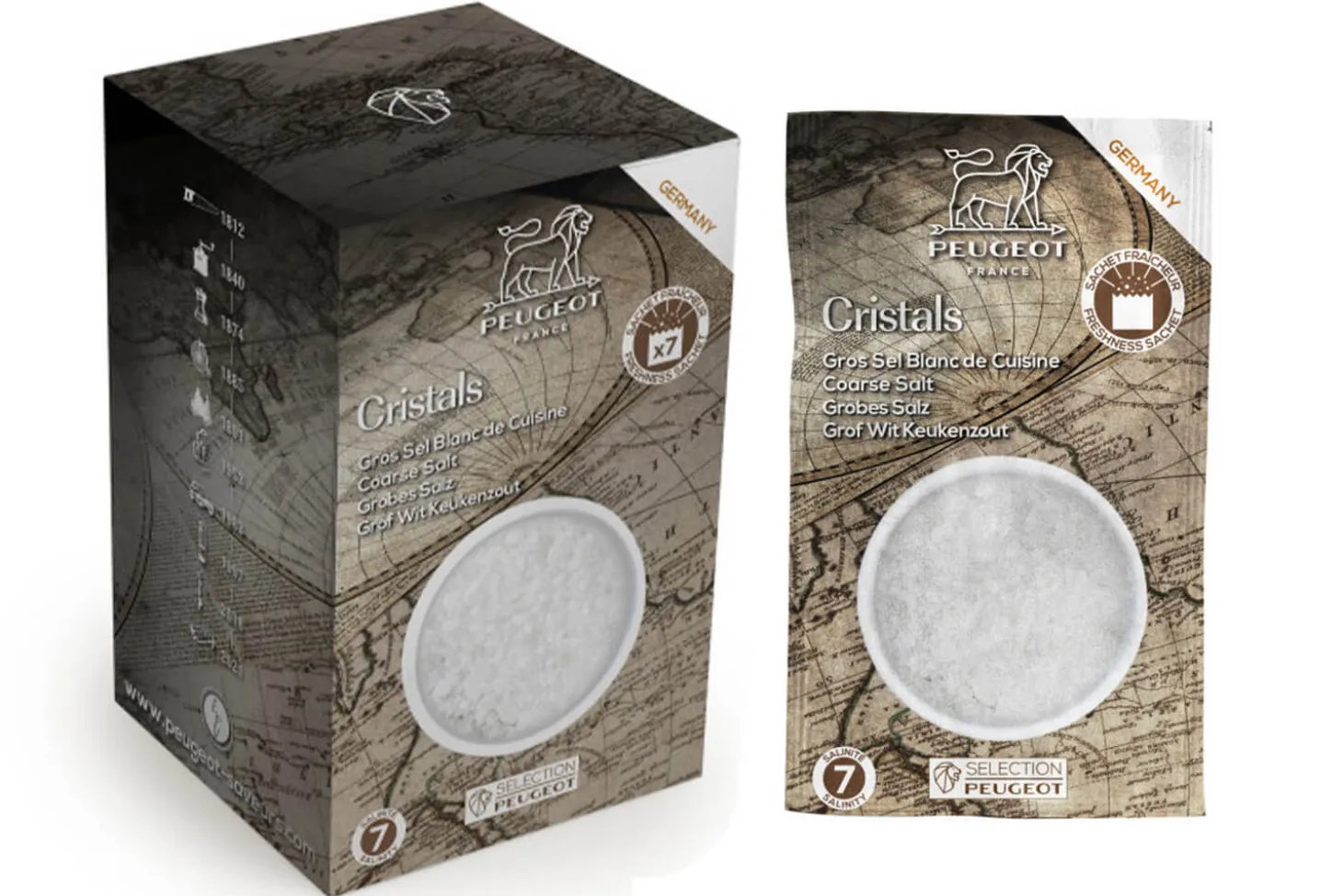 Coffret de 7 sachets fraîcheur Peugeot gros sel blanc d'Allemagne - 7x50g