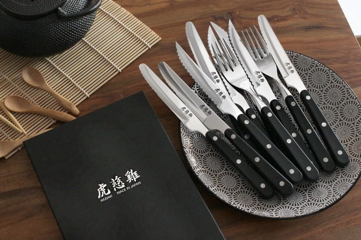 Coffret de table Wusaki 4 couteaux à steak 10.5cm à bout rond