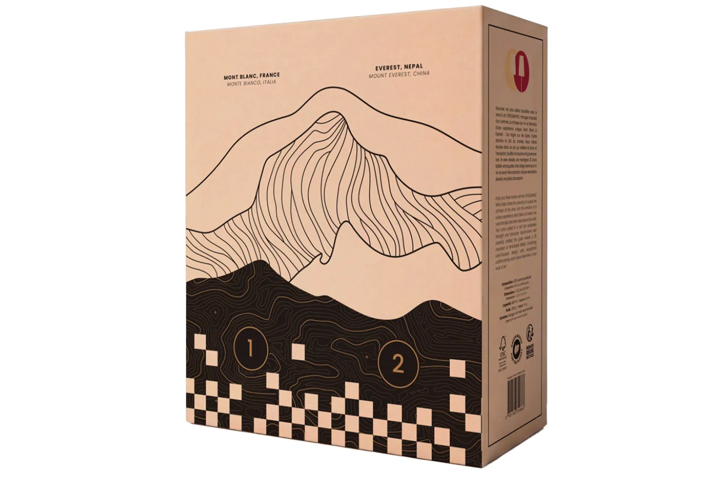 Coffret de 2 verres à vin Alaskan Maker Topographic Mont Blanc & Everest