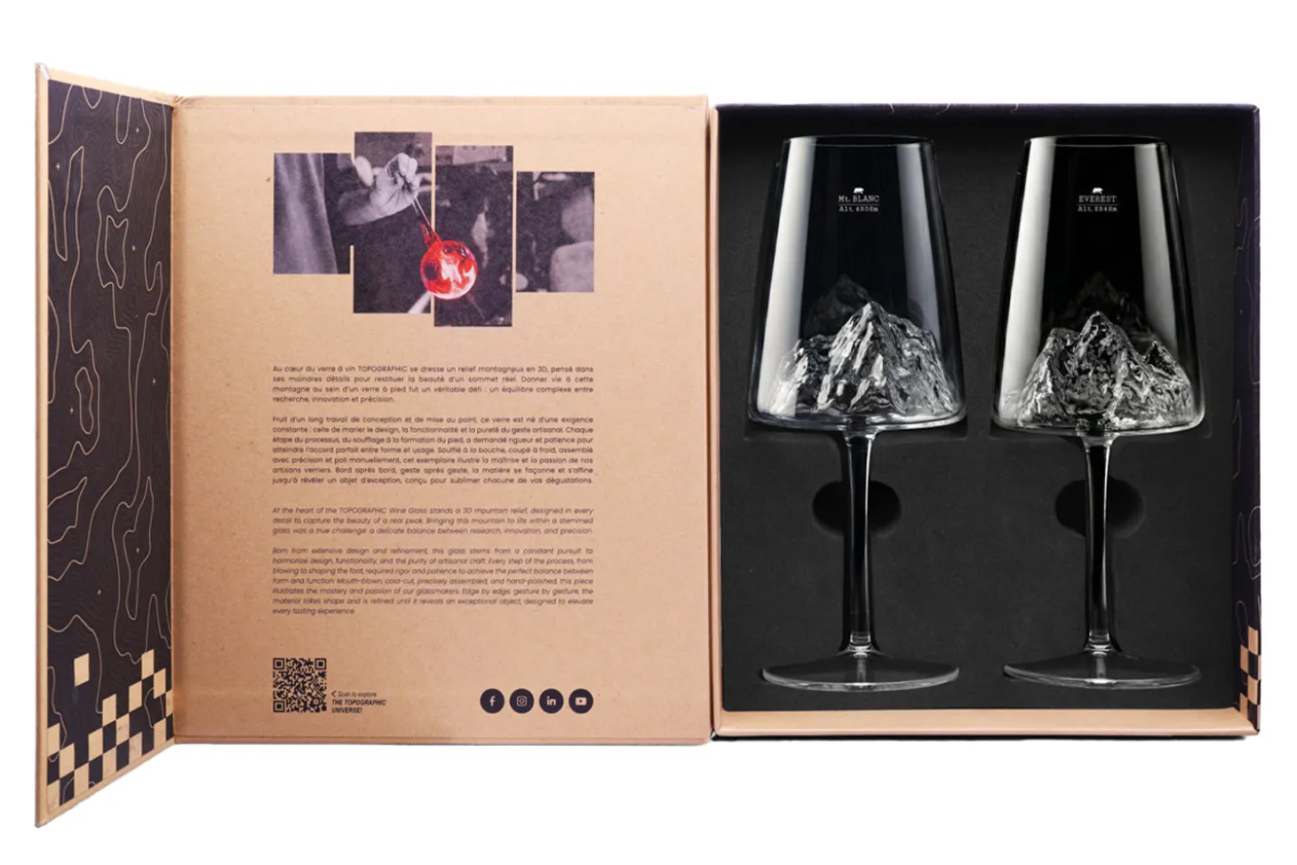 Coffret de 2 verres à vin Alaskan Maker Topographic Mont Blanc & Everest