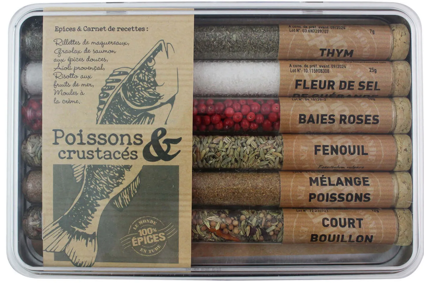 Coffret d'épices Le Monde en Tube Poissons et Crustacés 6 saveurs