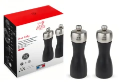 Coffret duo de moulins à poivre et à sel sec Peugeot Fidji en bois de hêtre et inox noir