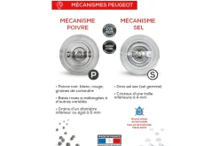 Coffret duo de moulins à poivre et à sel sec manuels Peugeot Bistro en acrylique 10cm