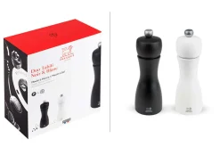 Coffret duo moulin à sel et poivre Peugeot Tahiti en bois noir + blanc