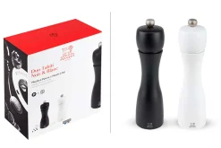 Coffret duo moulin à sel et poivre Peugeot Tahiti en bois noir + blanc