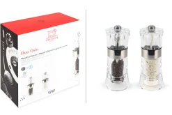 Coffret duo moulin à sel et poivre Peugeot Oslo en acrylique et inox 14cm