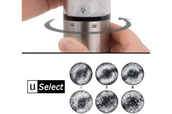 Coffret duo moulin à sel et poivre électrique Peugeot Elis Sense U Select en inox avec éclairage 20cm