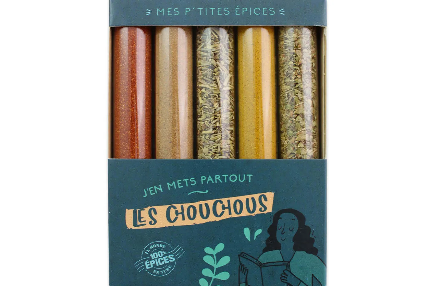 Coffret 5 mini tubes d'épices Le Monde en Tube Mes p'tites épices les chouchous