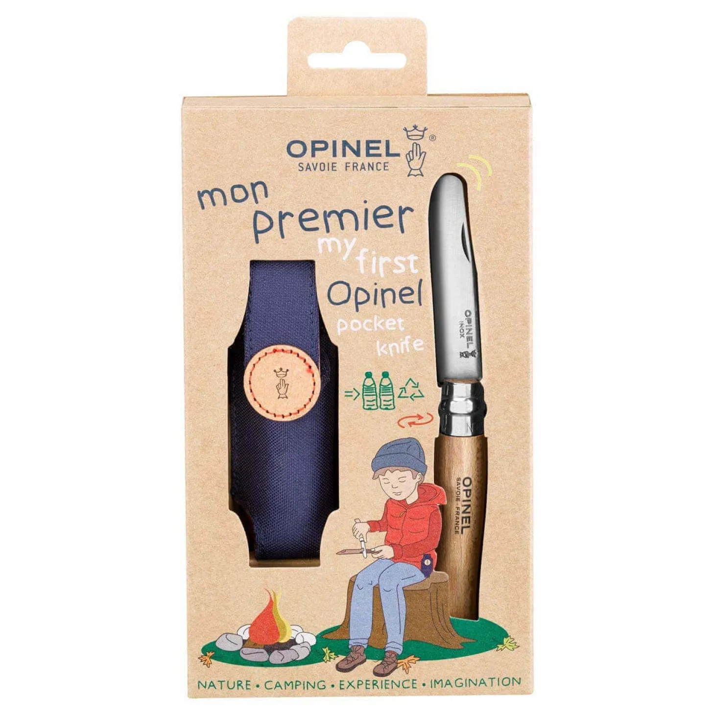 Coffret Mon premier Opinel lame arrondie 8cm + étui