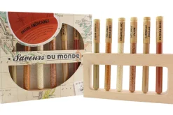 Coffret 6 épices en tube Le Monde en Tube Saveurs américaines + support bois
