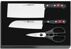 Coffret 3 pièces Wusthof Gourmet couteau de chef chinois + santoku + ciseaux