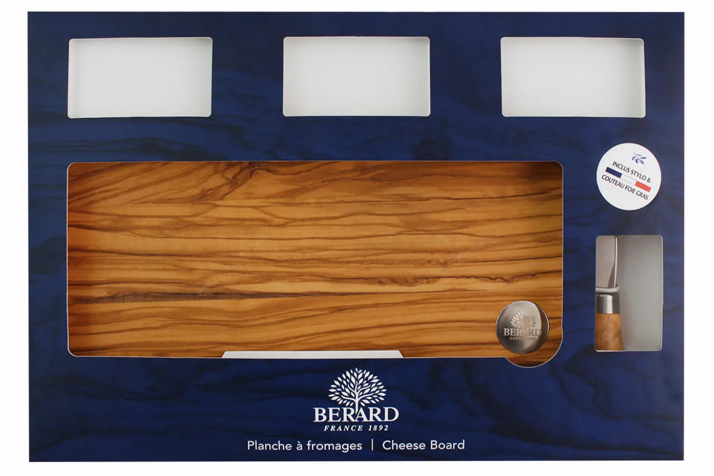 Coffret plateau à fromage avec couteau Bérard Acero en olivier