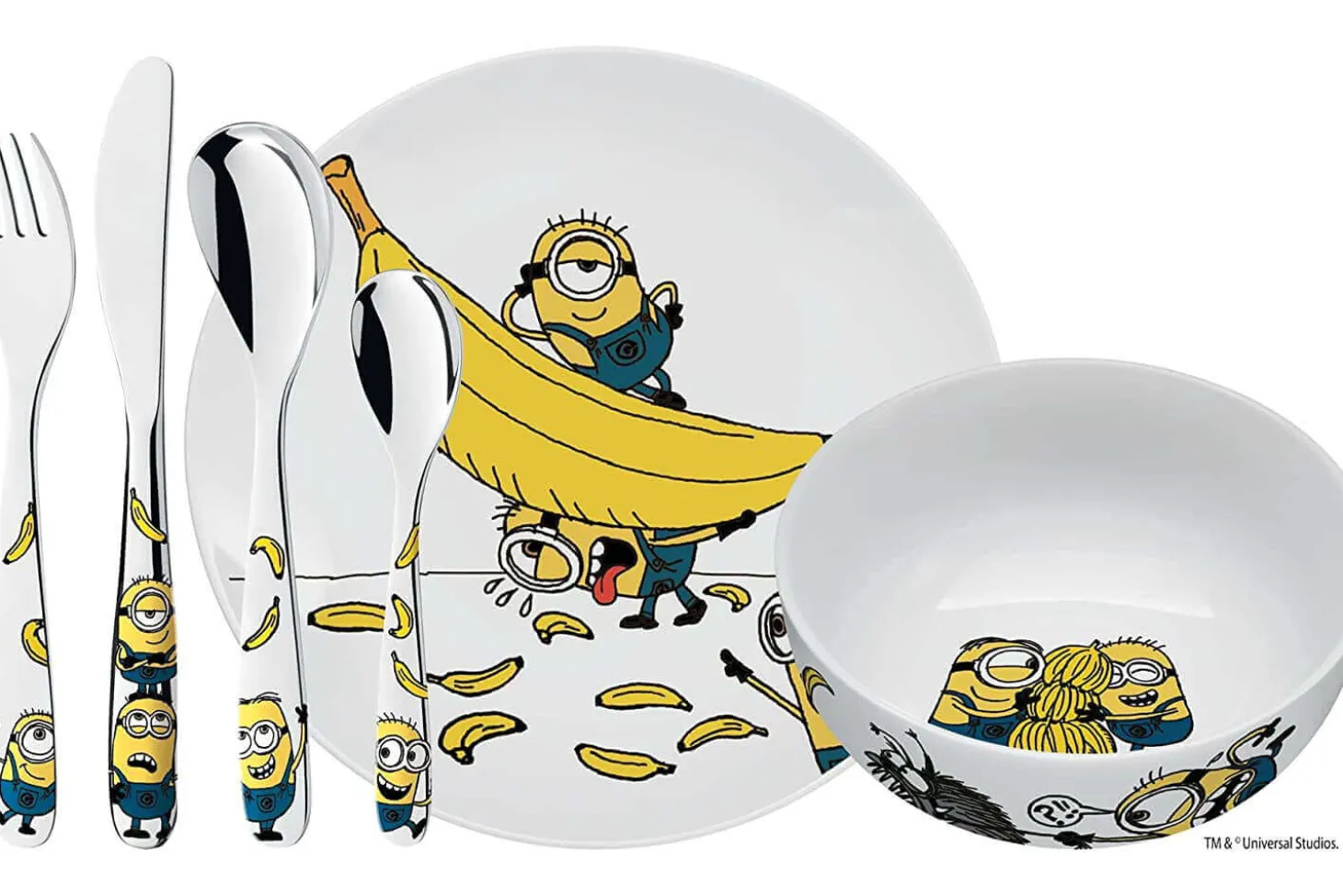 Coffret repas enfants WMF Les Minions acier inox 18/10 et porcelaine