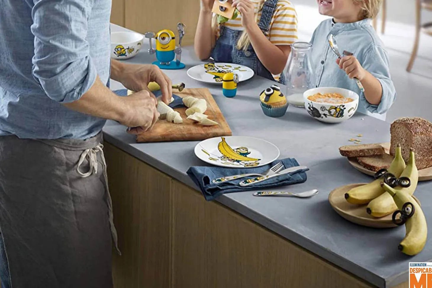 Coffret repas enfants WMF Les Minions acier inox 18/10 et porcelaine