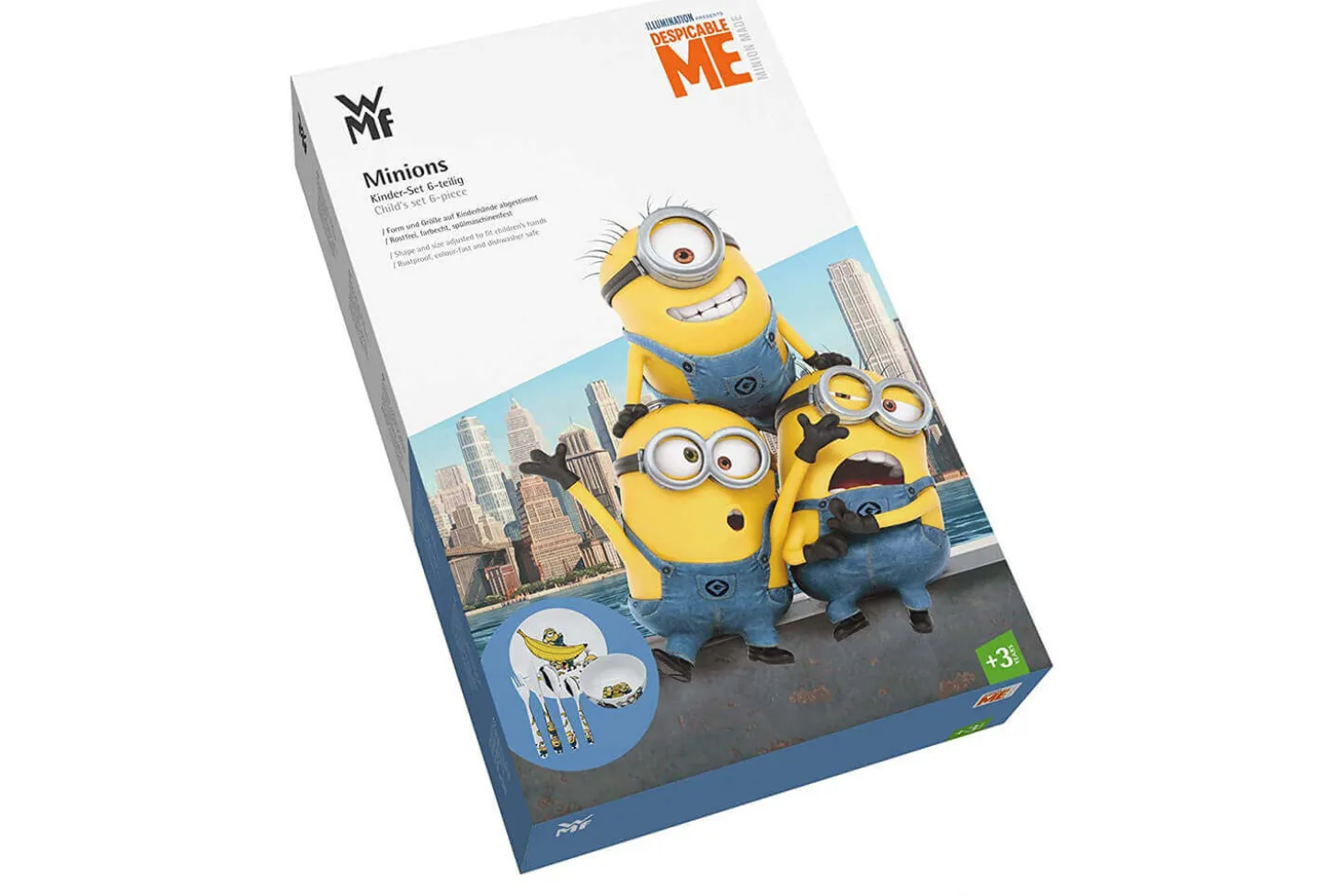 Coffret repas enfants WMF Les Minions acier inox 18/10 et porcelaine