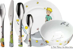 Coffret repas enfant WMF Le Petit Prince acier inox 18/10 et porcelaine