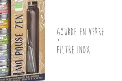 Coffret thés et infusions bio Quai Sud Ma Pause Zen + gourde en verre et filtre à thé