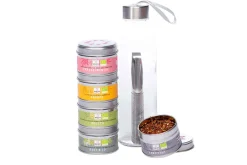 Coffret thés et infusions bio Quai Sud Ma Pause Zen + gourde en verre et filtre à thé