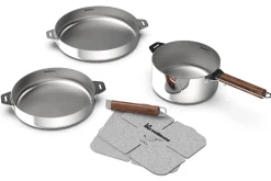 Coffret trio poêles et casserole Cookut La Merveilleuse en inox finition miroir