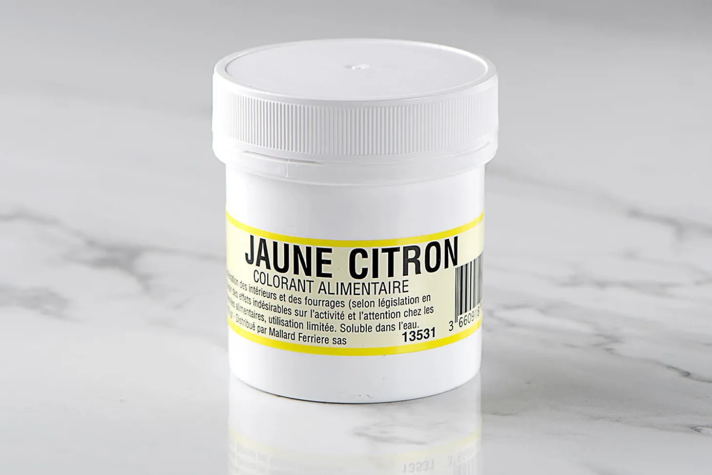 Colorant poudre concentré hydrosoluble jaune citron 20g