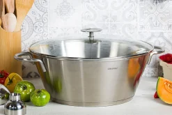Confiturière Cristel Grande Tablée en inox et couvercle en verre