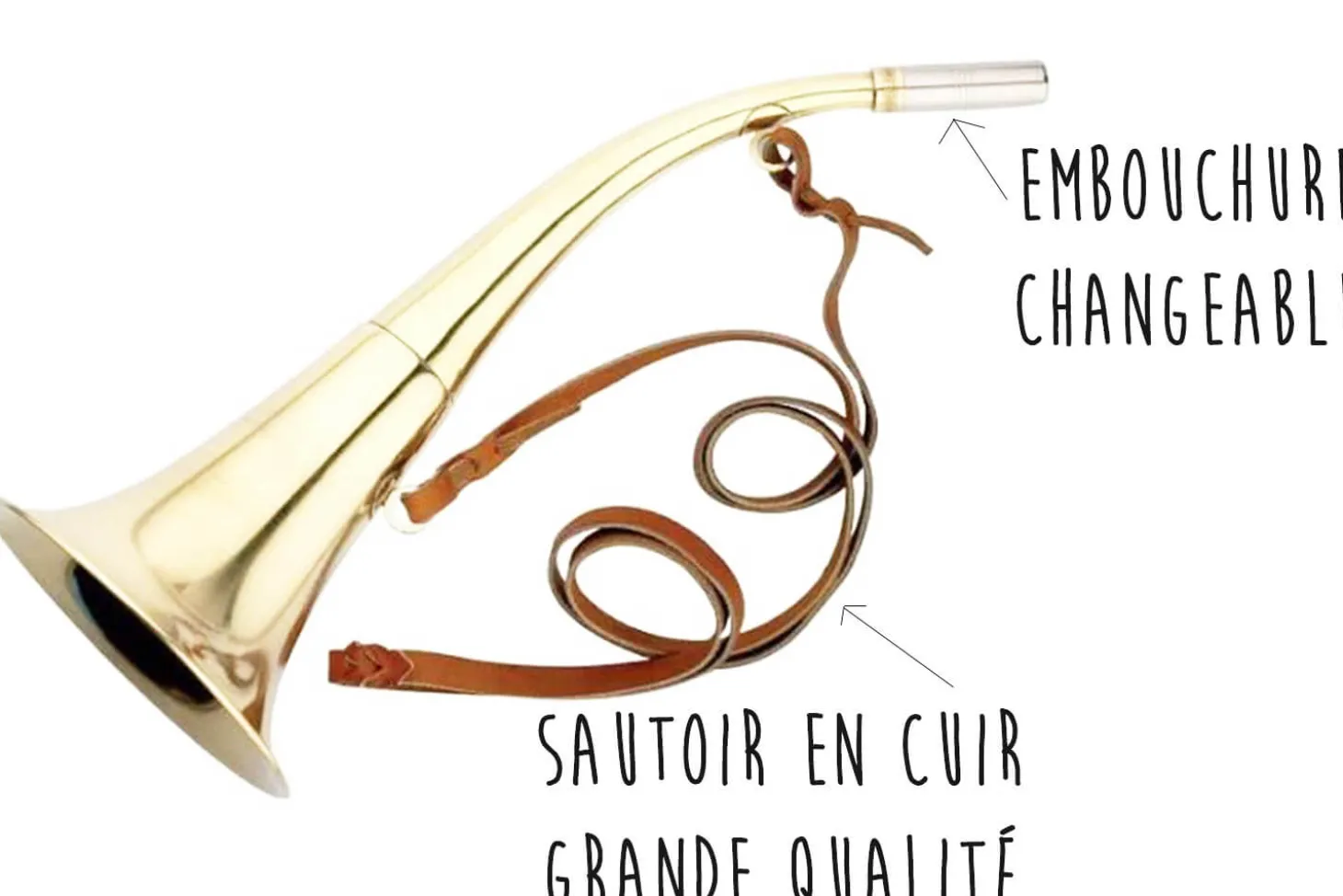 Corne d'appel Elless ronde cintrée à pavillon laiton 40cm