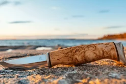 Couteau Arctic Legend Handicraft AL989 artisanal lame 7,7cm manche en bouleau + étui en cuir