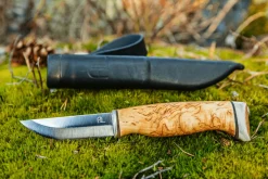 Couteau Arctic Legend Handicraft AL989 artisanal lame 7,7cm manche en bouleau + étui en cuir