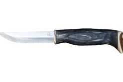 Couteau Arctic Legend Hobby Knife AL927 artisanal lame 9,5cm manche en bois teinté noir + étui en cuir