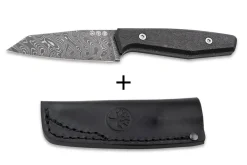 Couteau Böker AK1 Damas 122509DAM lame damassée 7,9cm manche en carbone + étui en cuir