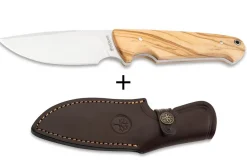 Couteau Böker Arbolito Vultur 02BA415 lame en acier 9,8cm manche en bois d'olivier + étui en cuir